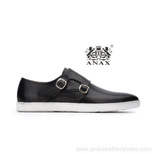 Slip-on Monk Elastic band Leather Sport Shoes